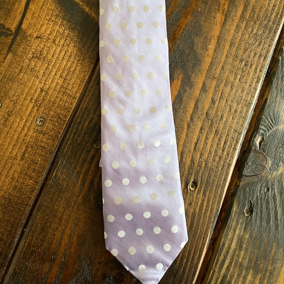 Ted Baker London Silk Tie--Lavender with White Polka Dots - Picture 1 of 3